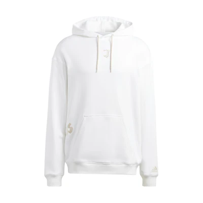 adidas Pullover Hoodie with Embroidered Lettering in White HS9802