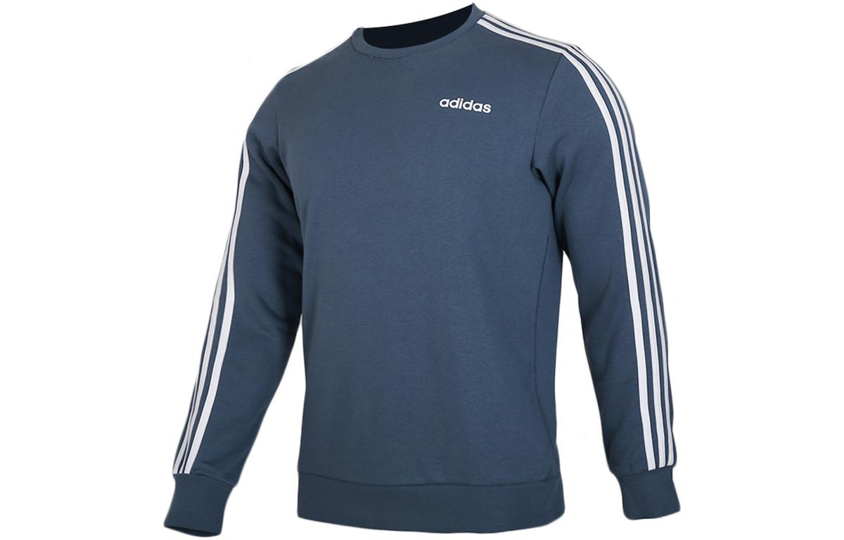 adidas Pullover Hoodie with Side Stripes in Gray Blue EI9838
