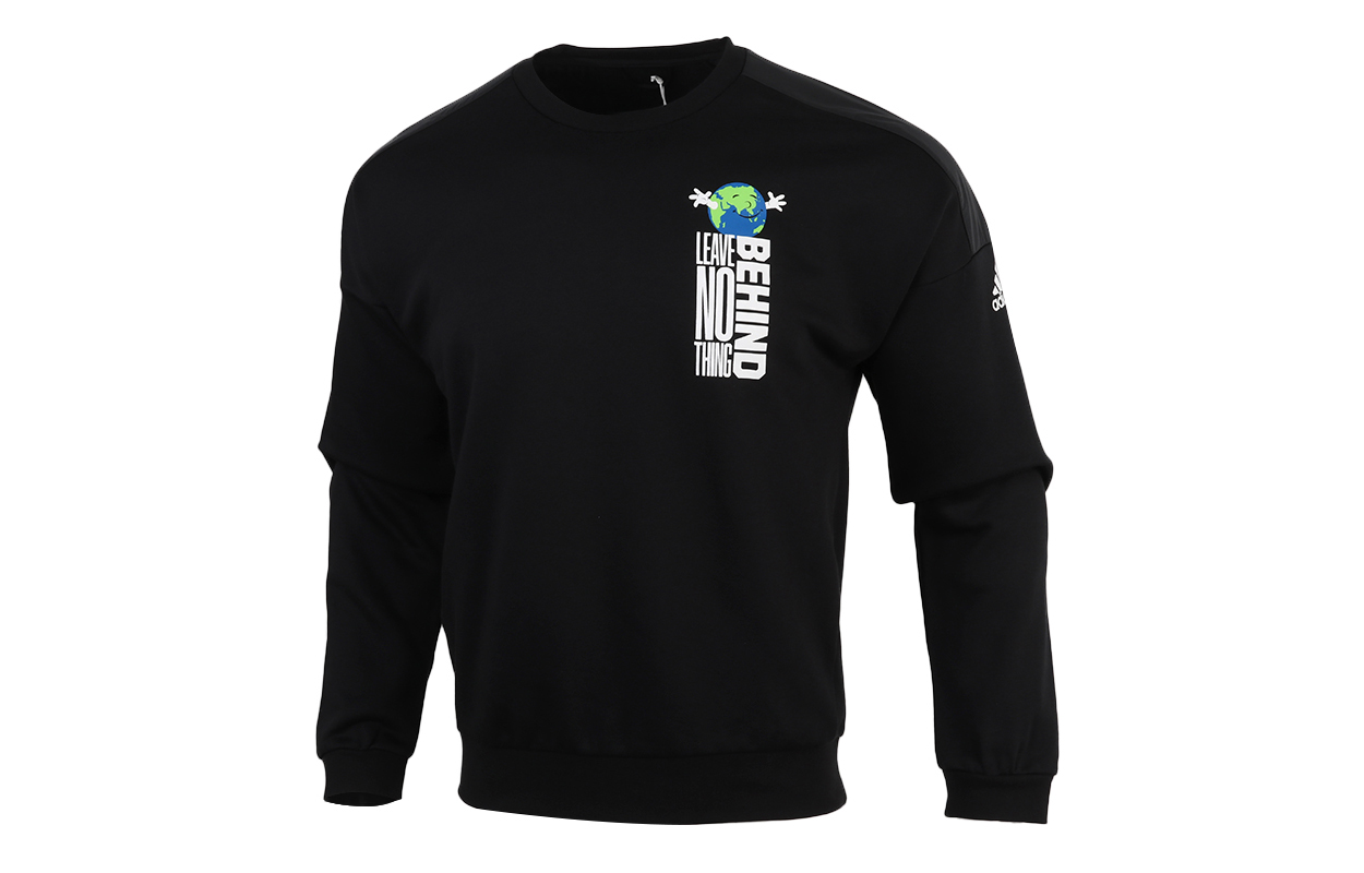 adidas Pullover Sweatshirt Black with Letter Print and Fleece GF0032