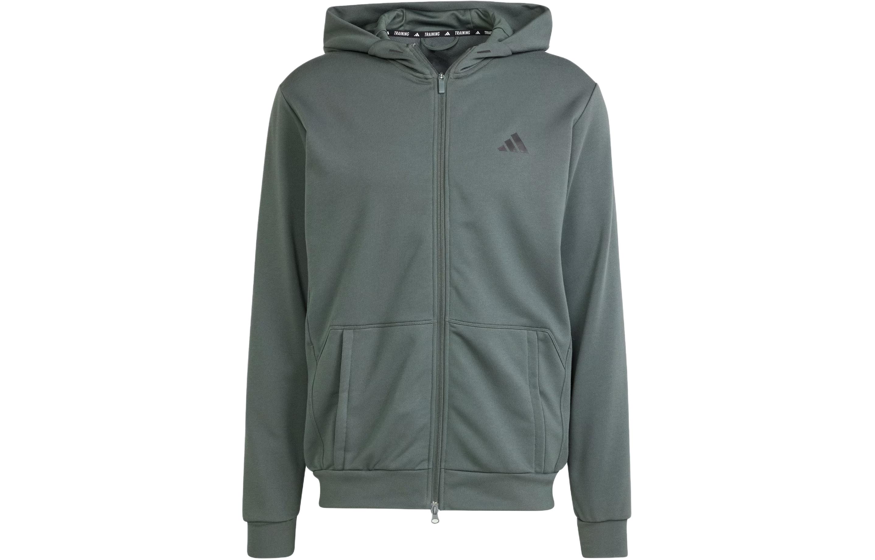 adidas Pump Workout Green Hoodie Jacket with Solid Logo Design IT4309