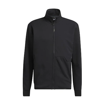 adidas Pure Black Fitted Zip-Up Jacket with Stand Collar HK4495