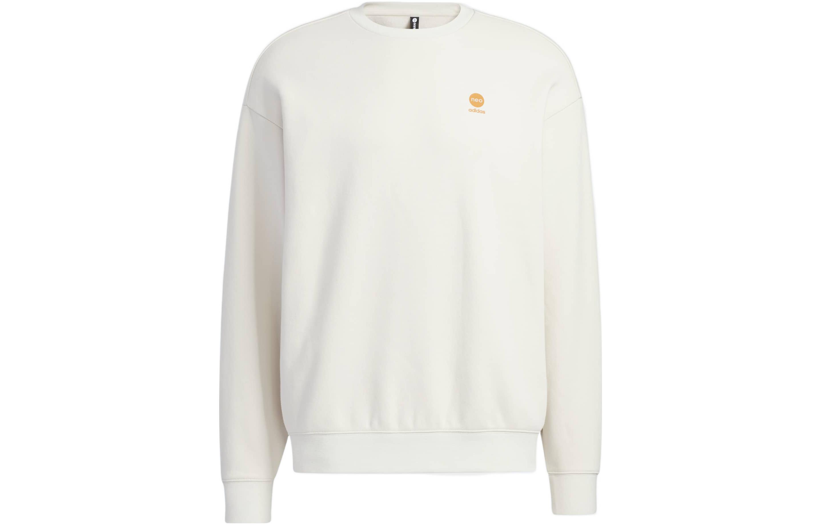 adidas Pure White Logo Print Crewneck Sweatshirt Unisex HY9656