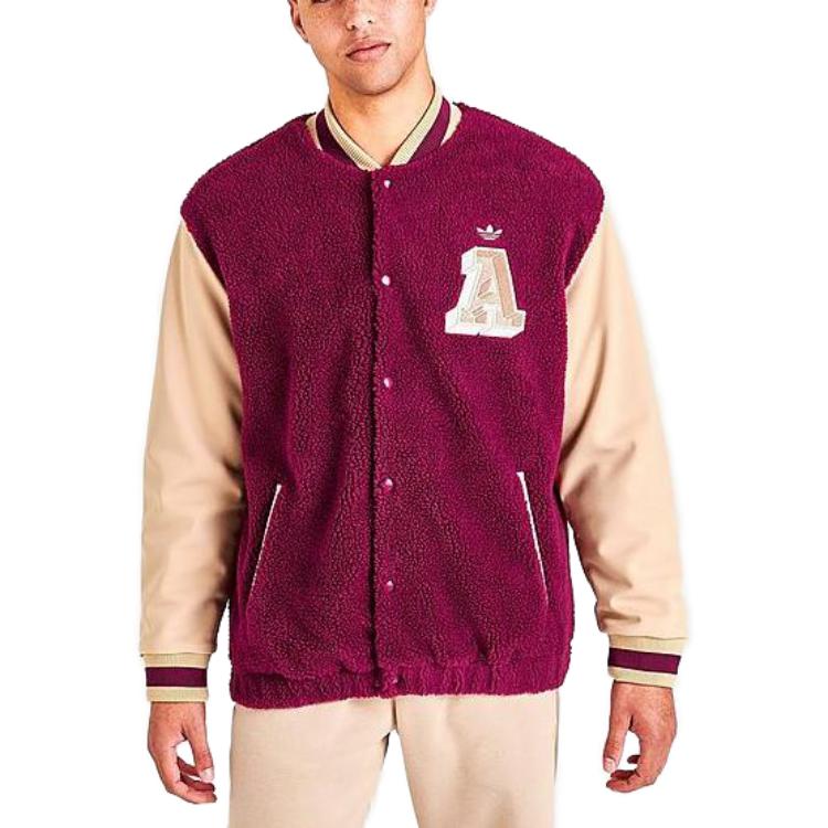 Shop adidas Jaket Baseball Warna Ungu dengan Cetak Huruf HY6037