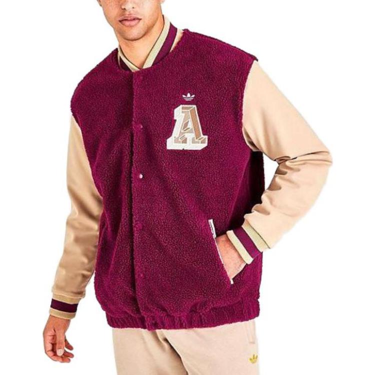 Details for adidas Jaket Baseball Warna Ungu dengan Cetak Huruf HY6037