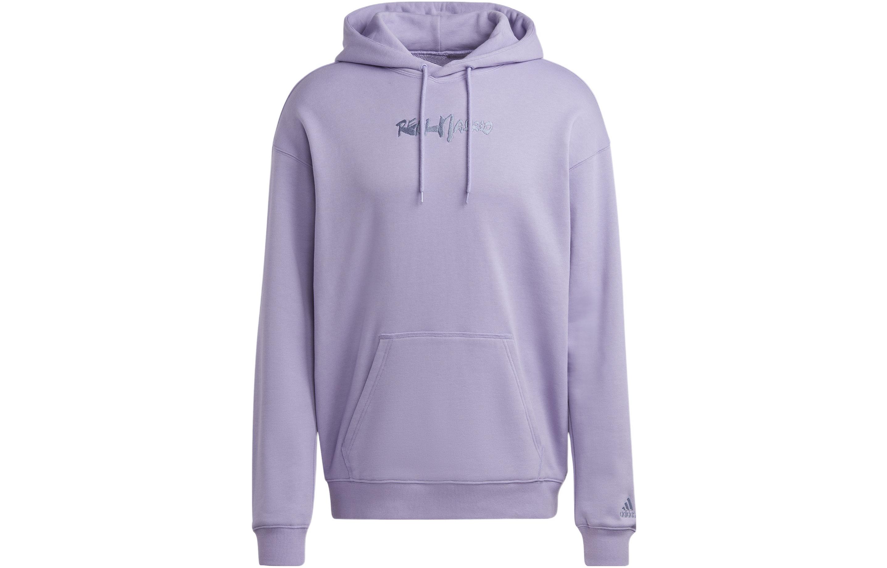 adidas Purple Pullover Hoodie with Letter Embroidery HT6460
