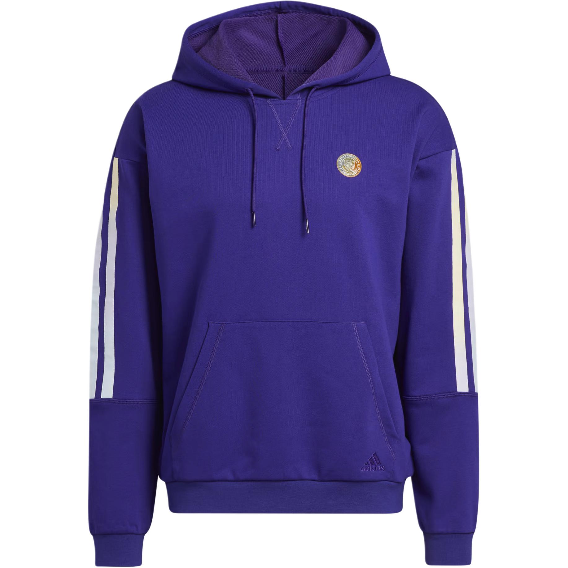 adidas Purple Striped Logo Loose Fit Hoodie HB6762