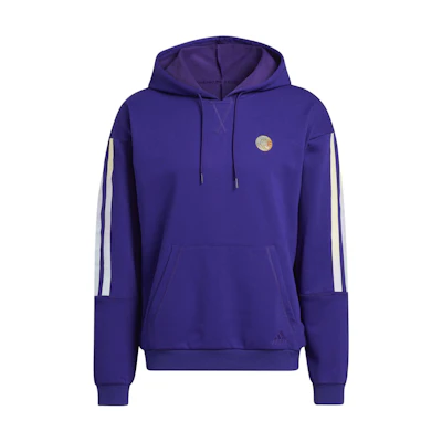 adidas Purple Striped Logo Loose Fit Hoodie HB6762