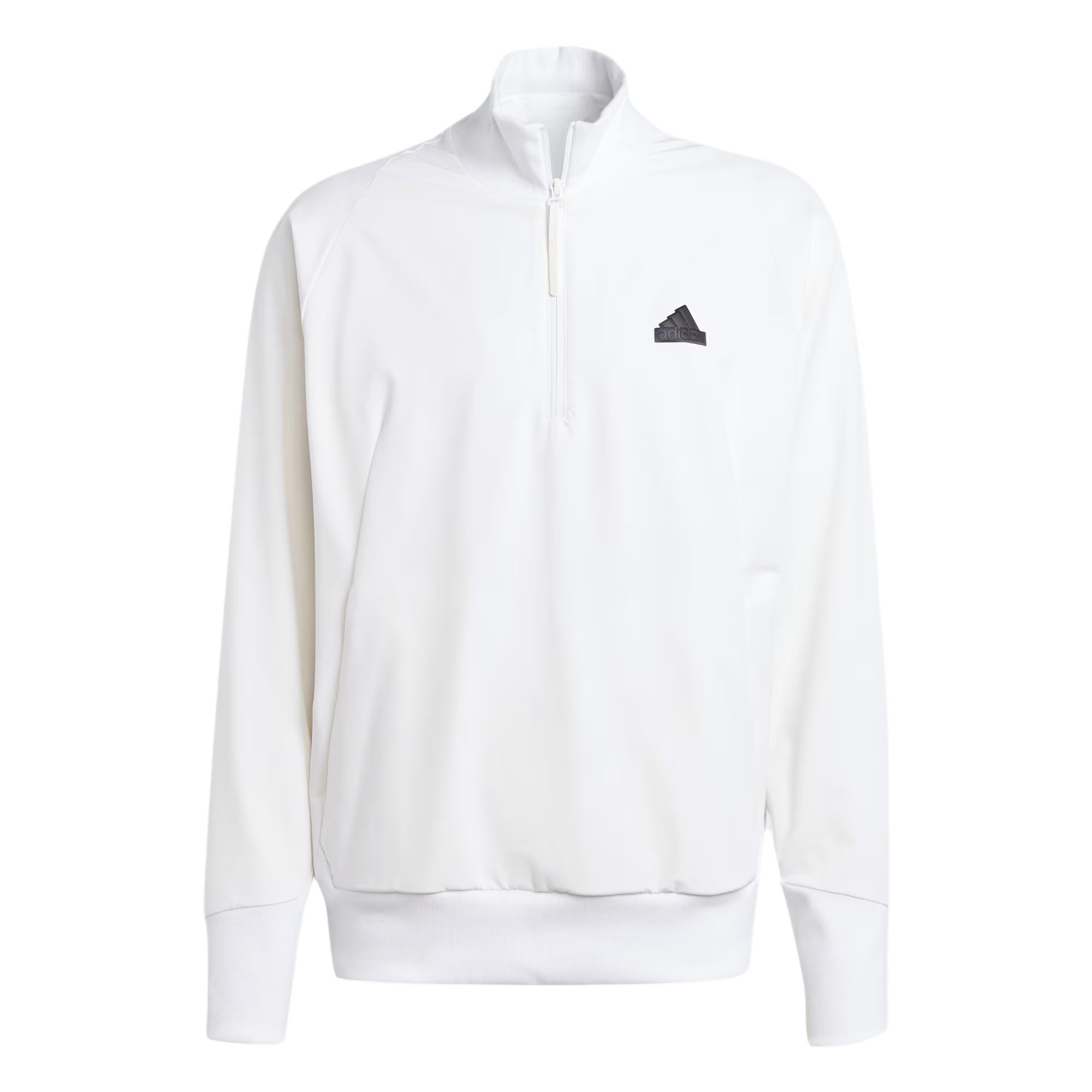 adidas Quarter-Zip Sweatshirt Badge Logo Relaxed Pullover - White IQ4793