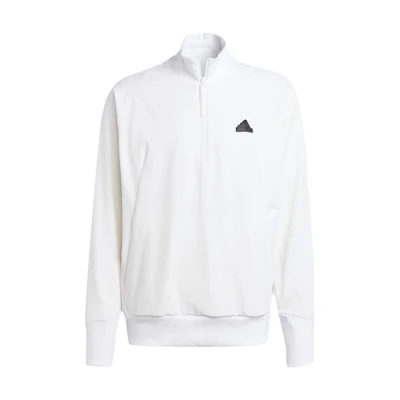 adidas Quarter-Zip Sweatshirt Badge Logo Relaxed Pullover - White IQ4793