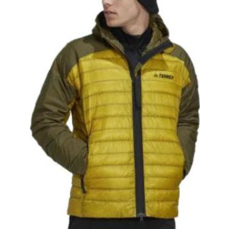 adidas Quilted Zip Hoodie Jacket with Logo Print in Pulse Olive HH9215 圖 6