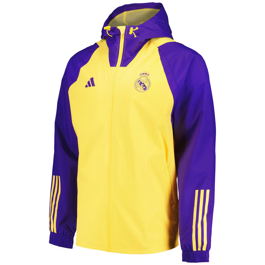 adidas Real Madrid 2023/24 Purple Yellow Hoodie Jacket Unisex Outdoor Comfort IQ0538