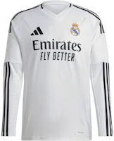 adidas Real Madrid 24/25 Long Sleeve Home Jersey Fan Version White Soccer Shirt IT3442 adidas Real Madrid 24/25 Long Sleeve Home Jersey Fan Version White Soccer Shirt IT3442