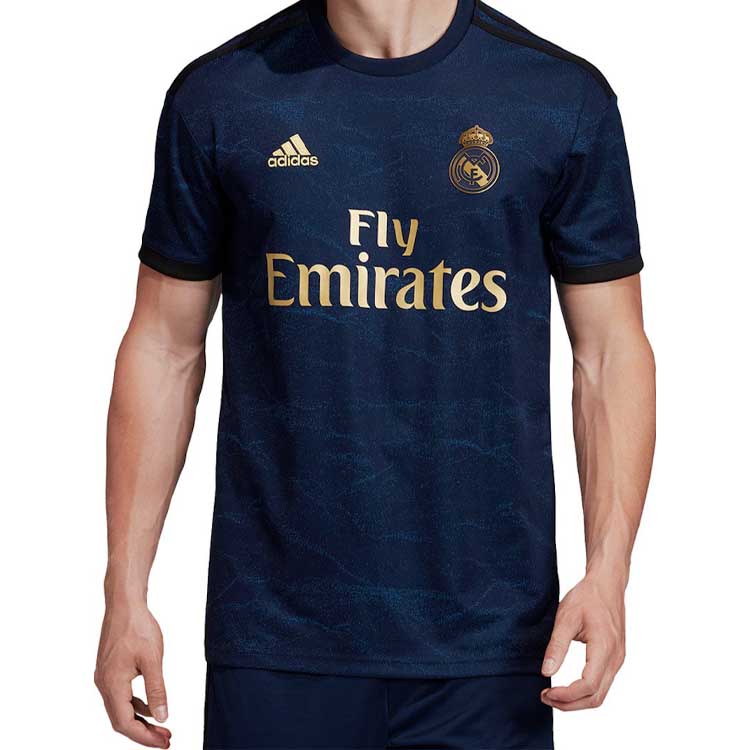 Shop Adidas 皇家馬德里客場球迷球衣條紋上衣深藍色 FJ3151