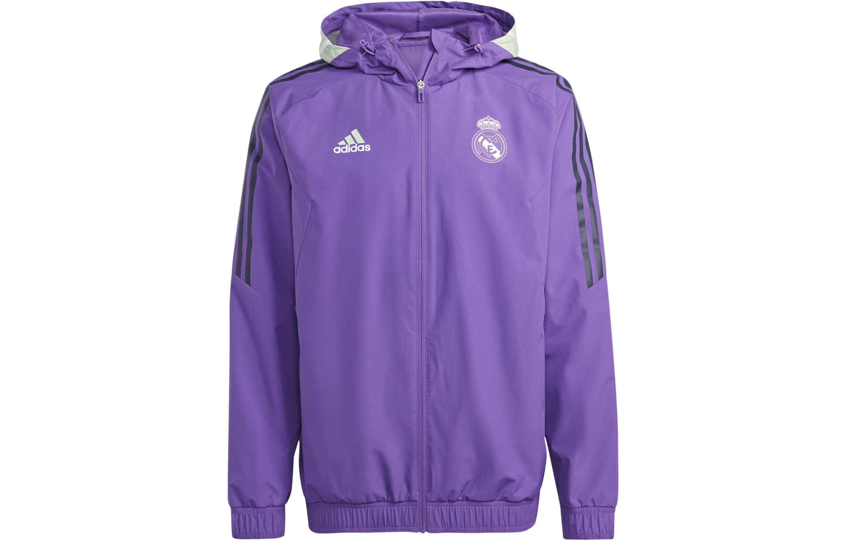 adidas Real Madrid Colorblock Hoodie Jacket Unisex in Vibrant Purple HT8796