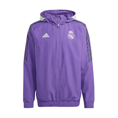 adidas Real Madrid Colorblock Hoodie Jacket Unisex in Vibrant Purple HT8796