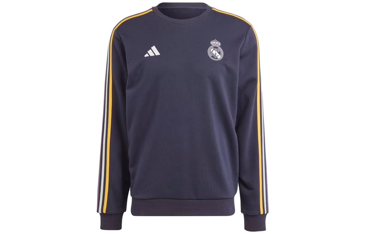 adidas Real Madrid Crew Sweatshirt Ink Blue Three-Stripes Team Sweatshirt IB1047