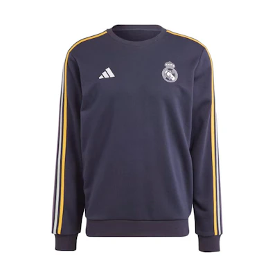 adidas Real Madrid Crew Sweatshirt Ink Blue Three-Stripes Team Sweatshirt IB1047