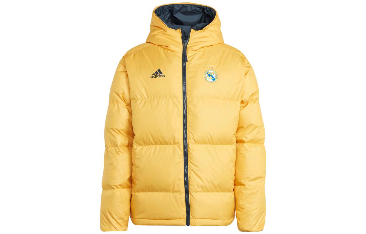 Lookbook アディダス レアルマドリード DNA リバーシブル フード付き 防風ダウンジャケット ネイビー メンズ HY0609