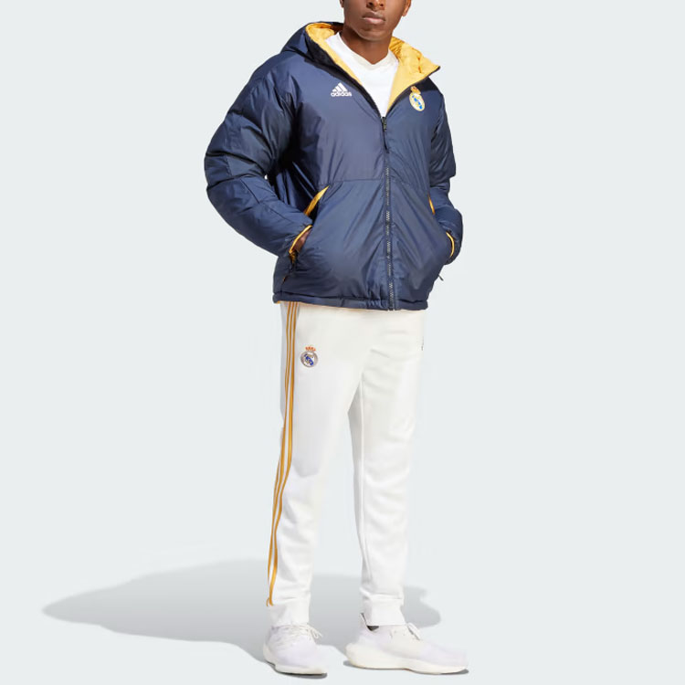Sizing アディダス レアルマドリード DNA リバーシブル フード付き 防風ダウンジャケット ネイビー メンズ HY0609