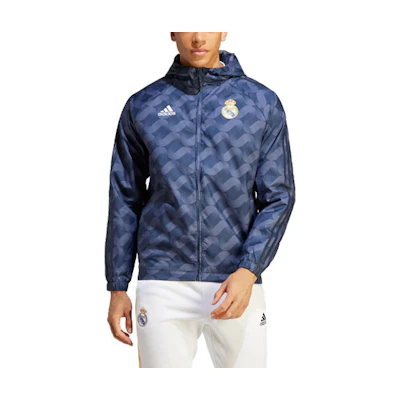 adidas Real Madrid DNA Windbreaker Jacket Legend Ink Blue Full-Print HY0615