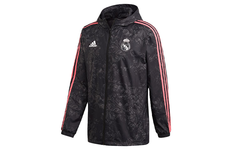 adidas Real Madrid Football Hoodie Jacket Black GH9999