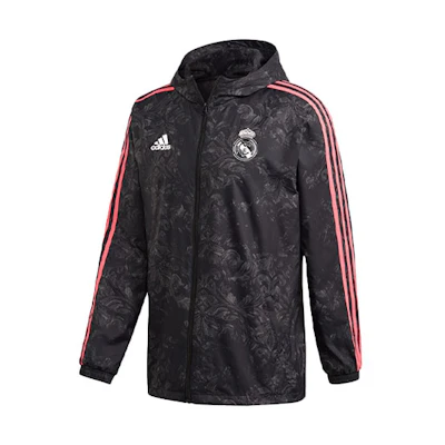 adidas Real Madrid Football Hoodie Jacket Black GH9999
