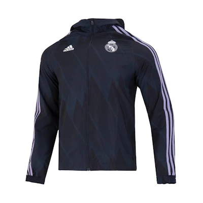 adidas Real Madrid Football Series Logo Hoodie Zip Jacket Blue HD1334