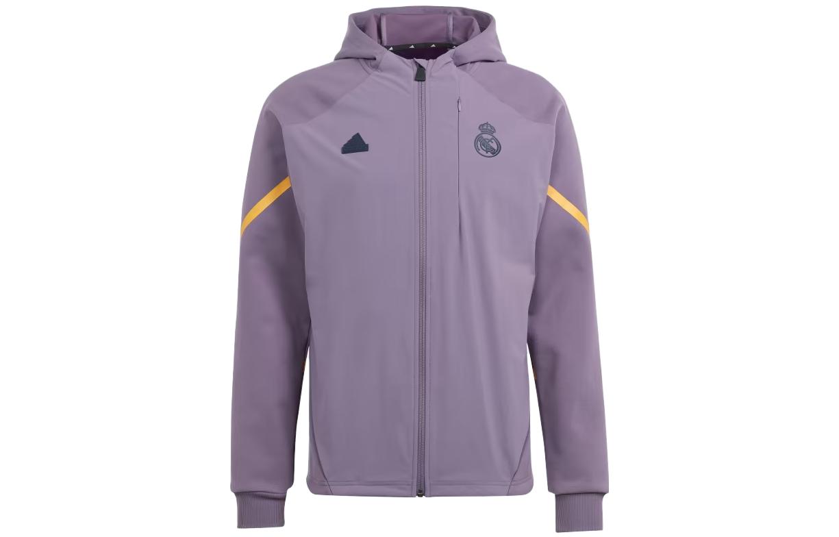 adidas Real Madrid Full-Zip Hoodie Purple Logo Sweatshirt HY0635