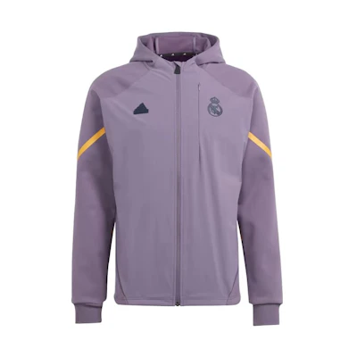 adidas Real Madrid Full-Zip Hoodie Purple Logo Sweatshirt HY0635