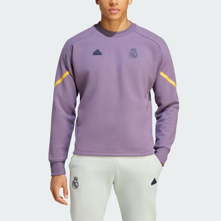Lookbook adidas Real Madrid Gameday Crew Sweatshirt Ungu Logo Pullover HY0639