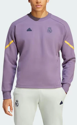 adidas Real Madrid Gameday Crew Sweatshirt Ungu Logo Pullover HY0639 Lookbook adidas Real Madrid Gameday Crew Sweatshirt Ungu Logo Pullover HY0639