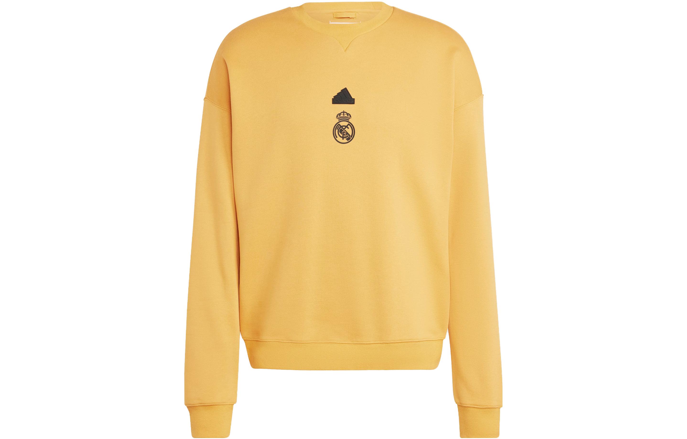 adidas Real Madrid Lifestyler Yellow Sweatshirt Soccer Casual Pullover HY0631