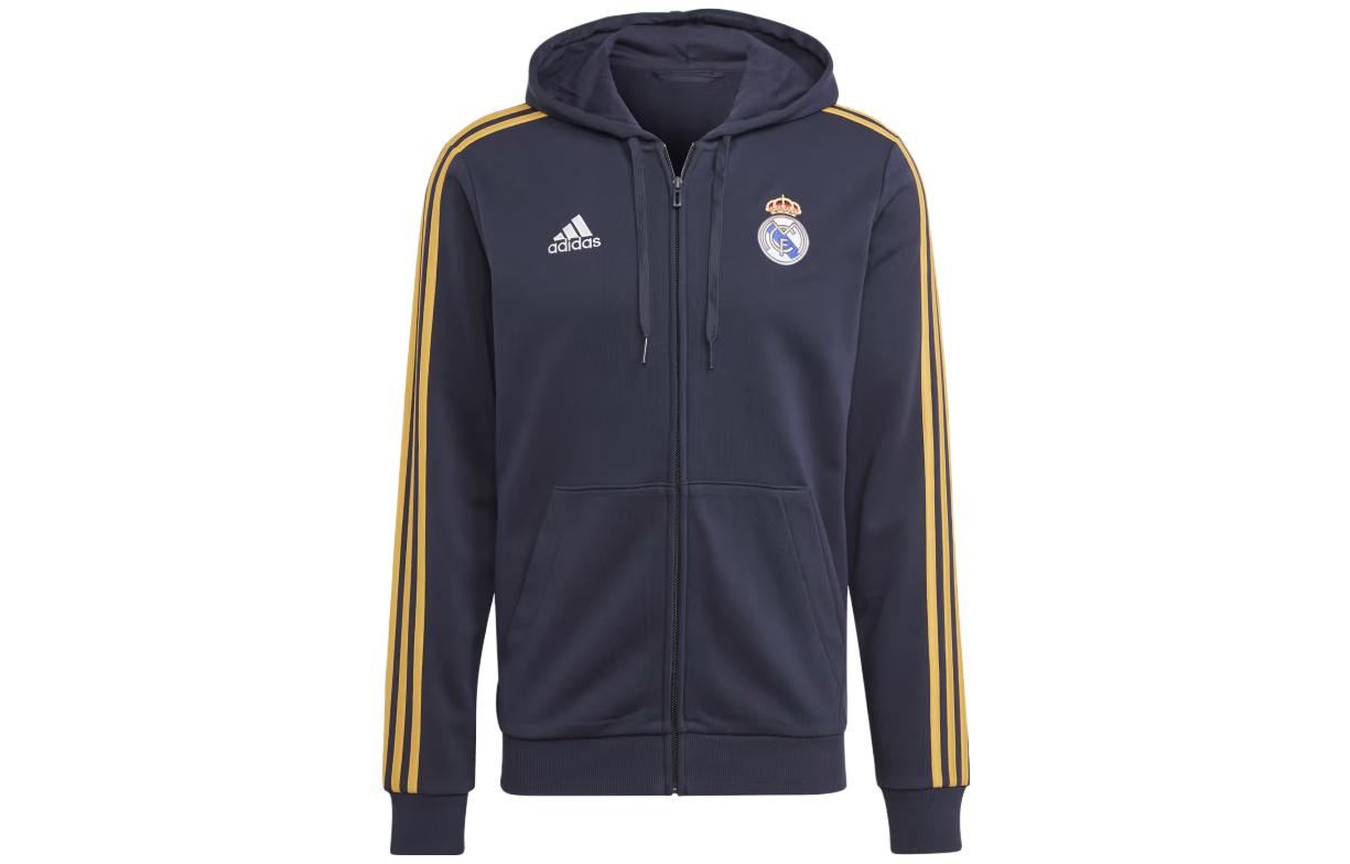 adidas Real Madrid Logo Print Hooded Jacket Legend Ink HY0619