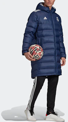 adidas 皇馬男士長版連帽羽絨外套 冬季深藍色 FQ3317 Shop adidas 皇馬男士長版連帽羽絨外套 冬季深藍色 FQ3317