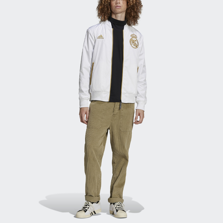 Lookbook 阿迪达斯皇马新年限量版白色飞行员夹克运动服. HA2530