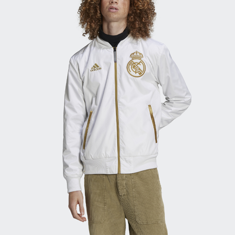 Shop 阿迪达斯皇马新年限量版白色飞行员夹克运动服. HA2530