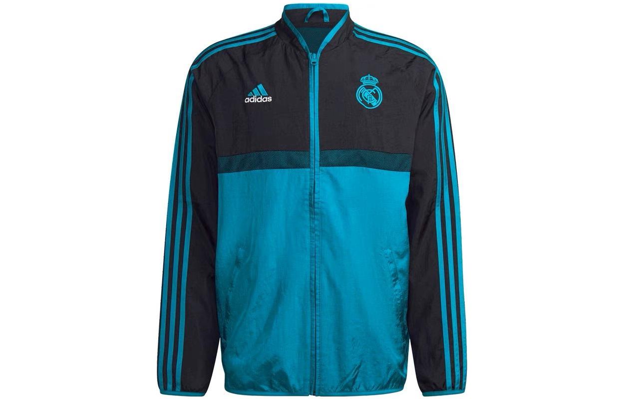adidas Real Madrid Patch Logo Blue Bomber Jacket - Casual Wear GR4251