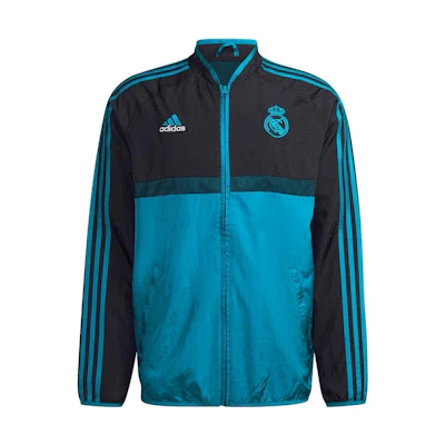 adidas Real Madrid Patch Logo Blue Bomber Jacket - Casual Wear GR4251
