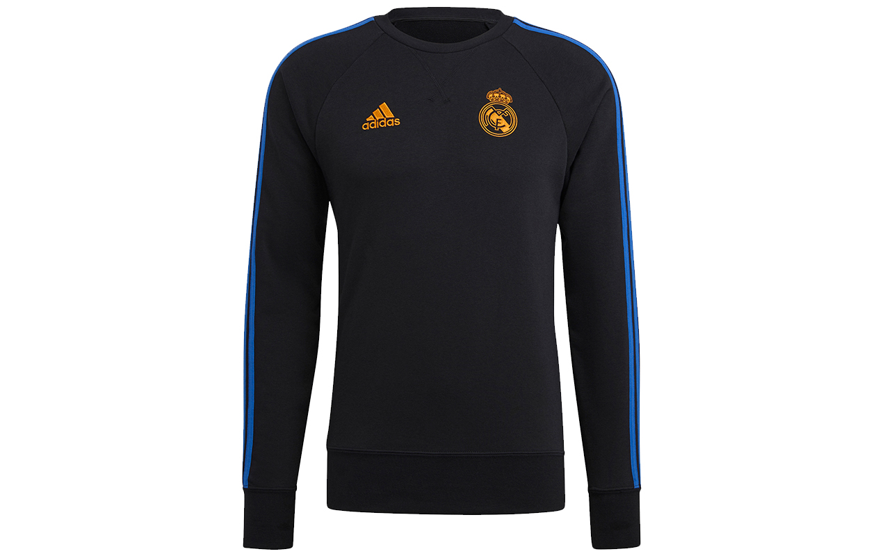 adidas Real Madrid Retro Stripe Crewneck Sweatshirt Black Football Top GU9706