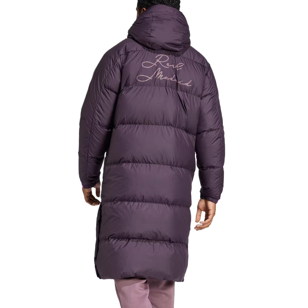 Shop 아디다스 레알 마드리드 시즌 다운 후드 패딩 자켓 다크 퍼플. IT3783