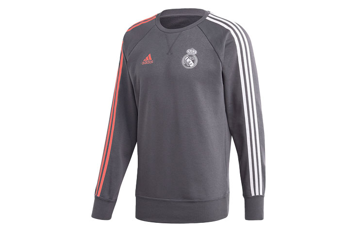 adidas Real Madrid Soccer Pullover Sweatshirt Light Gray FQ7908