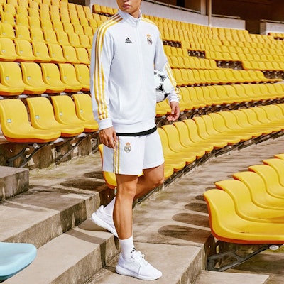 adidas Real Madrid Striped Track Jacket White Long Sleeve HY0618 Shop adidas Real Madrid Striped Track Jacket White Long Sleeve HY0618