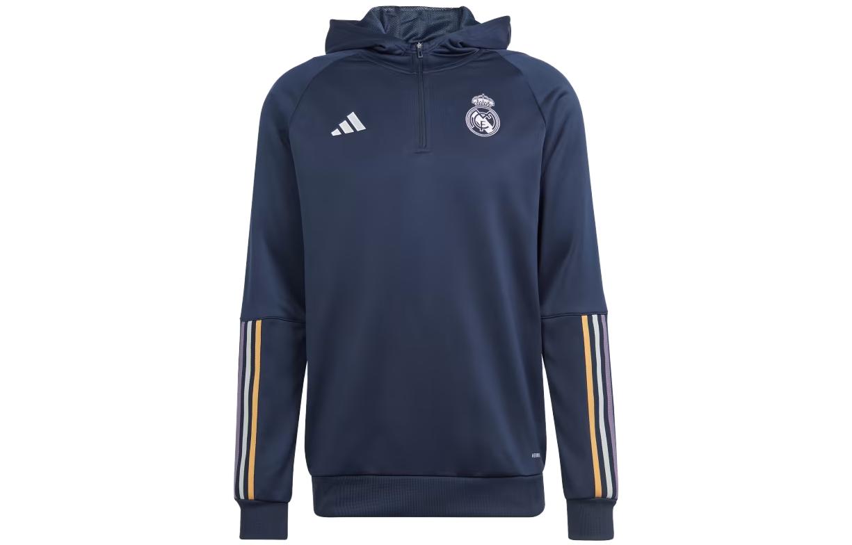 adidas Real Madrid Tiro 23 Hoodie Logo Print Ink Blue Long Sleeve Hoodie IB0043