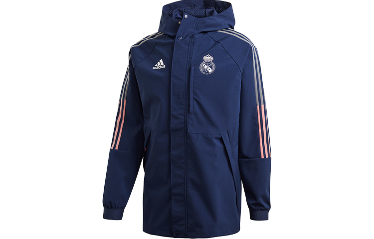adidas Real Madrid Travel Jacket Hoodie Deep Navy Football Outerwear FR3878