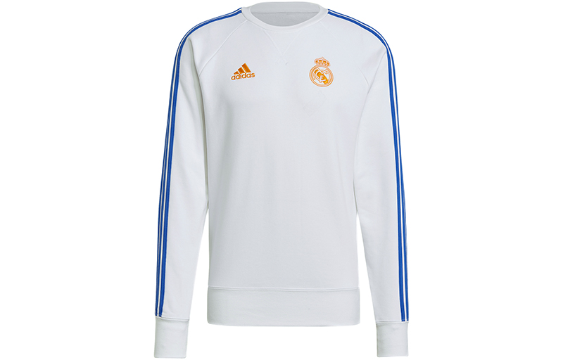 adidas Real Madrid White Crewneck Soccer Training Sweatshirt GR4341