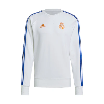 adidas Real Madrid White Crewneck Soccer Training Sweatshirt GR4341