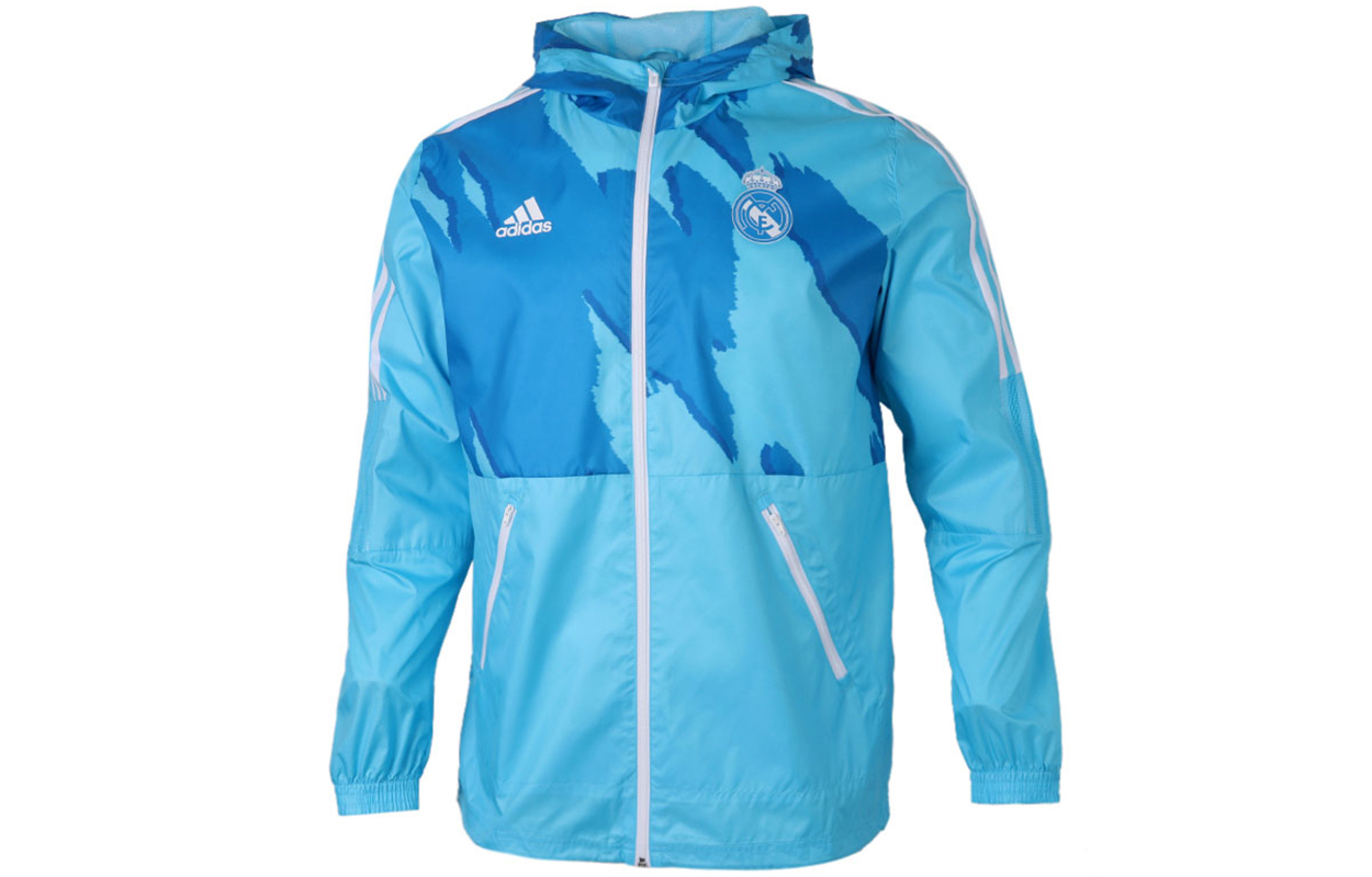 adidas Real Madrid Woven Hooded Jacket Dodgers Blue Soccer Style GQ2538