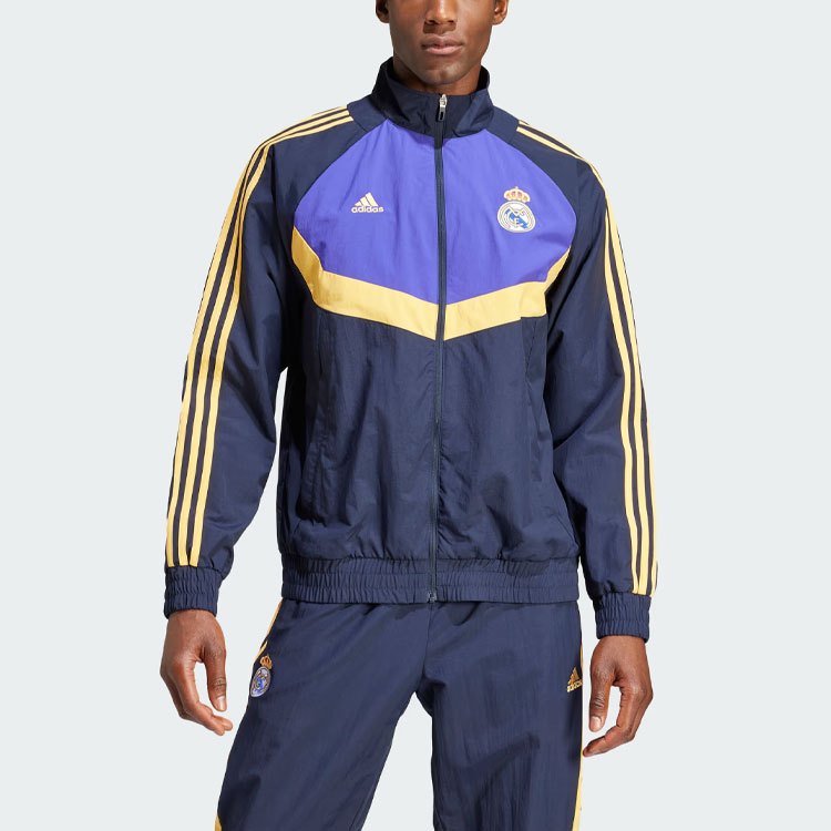 Lookbook adidas 皇家馬德里復古運動外套 深藍色款 運動服 IU2078