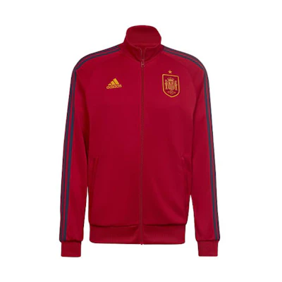 adidas Red 3-Stripes Logo Print Zip-Up Jacket Long-Sleeve Top HE8900