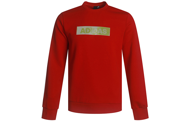 adidas Red Casual Knit Pullover Sweatshirt with Letter Logo GH4415